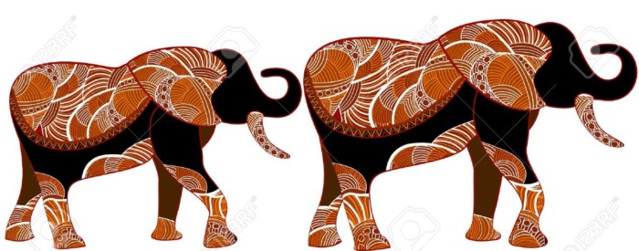 elefantes-africanos-en-el-estilo-tnico-de-los-diversos-elementos-sobre-un-fondo-blanco-Foto-de-archivo