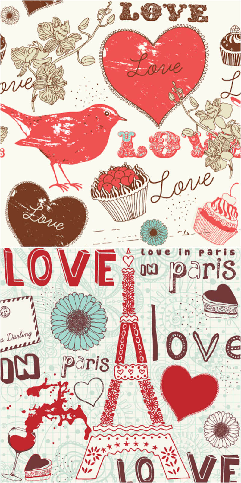 romantic-love-elements-vector