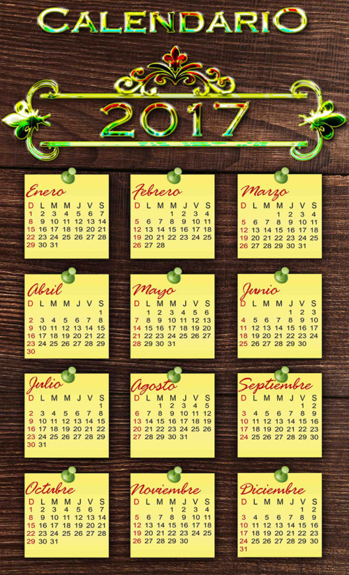 calendario-2017-en-tabla-de-madera